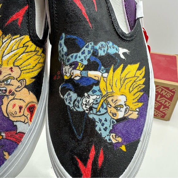 Vans Classic Slip On Mens 10.5 Custom Painted Dragon Ball Z Shoes Sneakers Skate - Picture 4 of 16